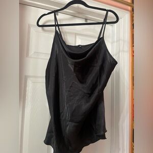 Black cowl neck silky top